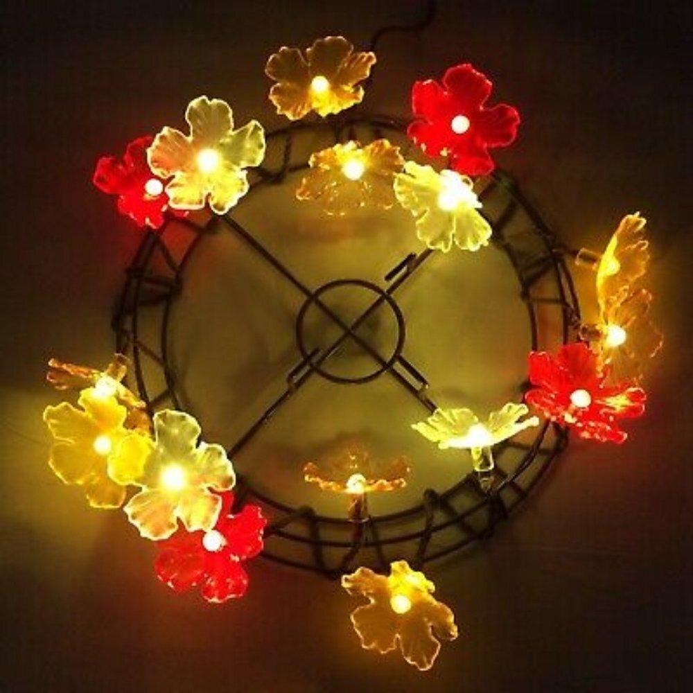 4 New in box IKEA Skina Lights Hang or candle base floral Multi‎ color 10 Lights